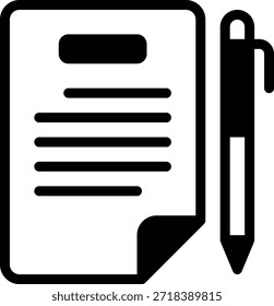 Una ilustración digital de un documento con un bolígrafo, adecuado para tutoriales, educación y contenido de oficina.
