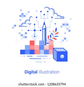  Digital illustration. Doodle flat design icon vector illustration concept. 