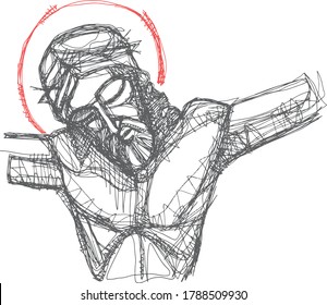 Digital illustration or drawing of  Jesus Christ at crucifixion