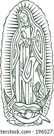 Digital illustration or drawing of Our Lady of Guadalupe