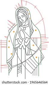 Digital illustration or drawing of Our Lady of Guadalupe