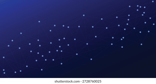 Una ilustración digital que presenta un fondo azul degradado que cambia de tonos oscuros a más claros, puntos blancos dispersos de diferentes tamaños y líneas blancas débiles que conectan algunos puntos, creando una sensación