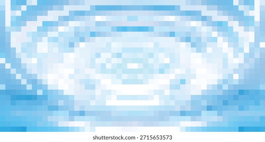 Uma ilustração digital com um design geométrico simétrico e abstrato em tons de azul e branco, com efeitos de luz brilhante criando uma sensação de profundidade e movimento.