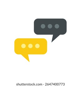 a digital illustration featuring two stylized speech bubbles overlapping slightly against a clean, white background.