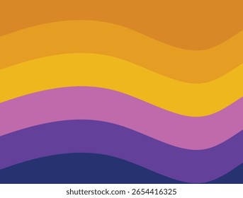 Eine digitale Illustration mit wellenförmigen, horizontalen Farbbändern, die von einer Farbe in eine andere übergehen
