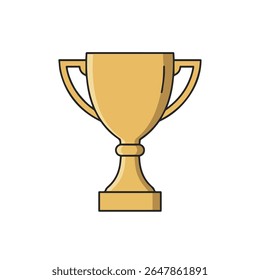 Ilustração digital de uma taça de troféu de ouro com duas alças em um fundo branco plano, simbolizando vitória, conquista e sucesso