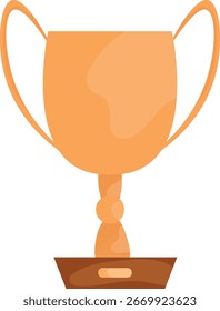 Digital illustration of a gold trophy cup with elegant curved handles and a wooden base symbolizing victory, achievement and excellence.