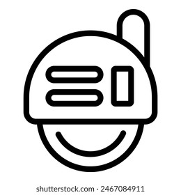 Digital illustration of a happy robot face emoji outlined in black, suitable for techthemed designs