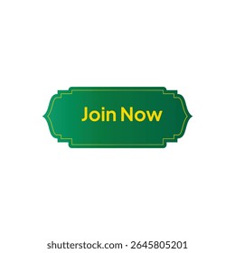 a digital illustration of a Join Now button, designed with a modern yet slightly ornate aesthetic. The button is the central focus, set against a stark white background to emphasize its presence.