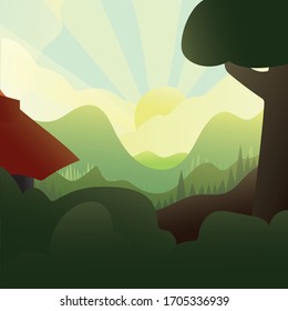 digital illustration landscape summer vector