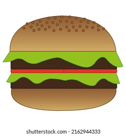 Ilustración digital gran hamburguesa con dos carnes