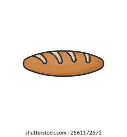 A digital illustration of a loaf of bread, showcasing its delicious brown crust and artisan-style design, depicted against a white background. Ideal for food, bakery, and culinary themes.