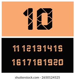 número do logotipo da ilustração digital do vetor de dez a vinte letras