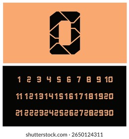 Número de logotipo de ilustración digital de cero a treinta letras Vector