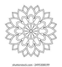 Digitale Illustration einer Mandala-Sonne mit aufwändigem Mandala zum Ausmalen der Buchseite