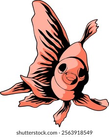 A digital illustration of an orange goldfish in a simple, cartoonish style.