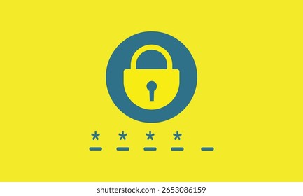 Uma ilustração digital de um campo de entrada de senha com asteriscos e um ícone de cadeado vermelho, simbolizando segurança, criptografia e proteção de dados em um  fundo.