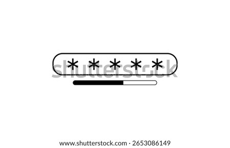 A digital illustration of a password input field with asterisks and a red padlock icon, symbolizing security, encryption, and data protection on a  background.