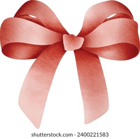 Digital illustration of a red bow drawn with watercolor techniques.