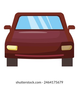 Digital illustration of a red cartoon car facing front on a white background