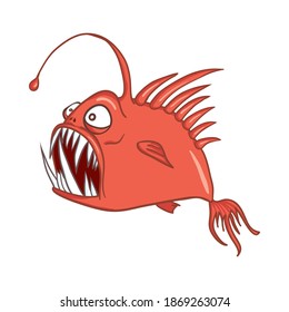 Digital illustration of a scary red angler fish