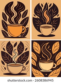 A digital illustration of a scene featuring a steaming cup of tea