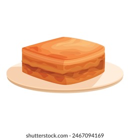 Digital illustration of a scrumptious layered honey cake slice served on a simple plate