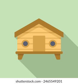 Digital illustration of a simple, charming wooden birdhouse on a pale green background