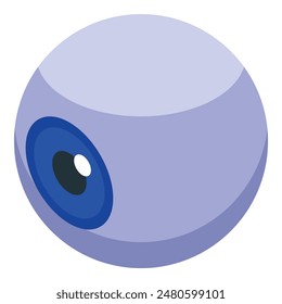 Digital illustration of a simplistic, stylized blue eyeball isolated on a white background