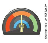 Digital illustration of a speedometer with the needle pointing to the high efficiency zone