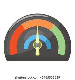 Digital illustration of a speedometer with the needle pointing to the high efficiency zone