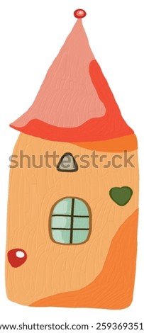 digital illustration of a stylized building or structure, reminiscent of adobe architecture often found in the Southwestern United States or parts of Mexico. The building has a rounded, organic shape