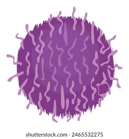 Digital illustration of a textured purple sphere with hairlike details