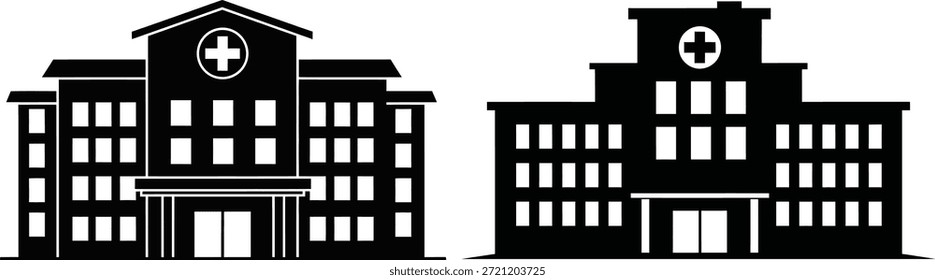 Una ilustración digital de dos edificios con múltiples pisos, con fachadas simétricas, ventanas rectangulares y Elementos decorativos centrales