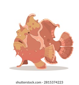 A digital illustration of a unique warty frogfish showing its textured skin and distinct fins isolated on a clean white background