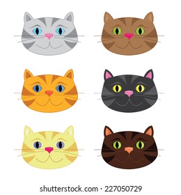 Digital illustration vector of cat heads