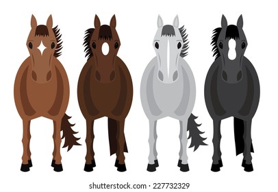 Digital illustration vector of four horses