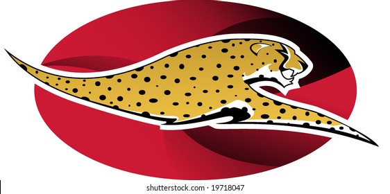 Digital illustration: wild cheetah on red background