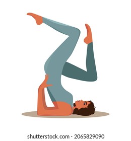 Digital illustration of a yogi girl meditating and relaxed doing yoga in a pose