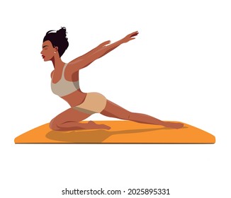Digital illustration of a yogi girl in a yoga pose on a white background