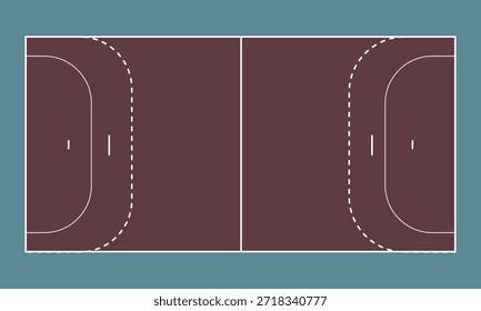 Digital image of blue and red handball field. Eps 10 vector