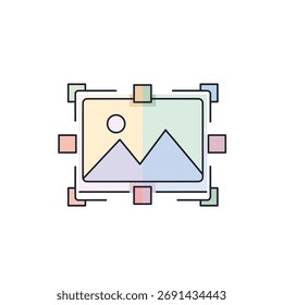 Edição de imagem digital com seleção e redimensionamento de ferramentas vetor