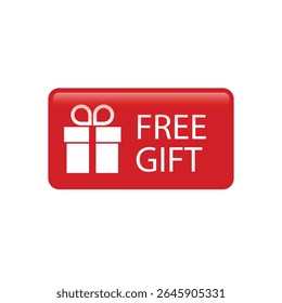 a digital image featuring a rectangular, glossy red button or badge against a stark white background. 