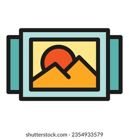 Digital image icon outline vector. Edit tool. Data scale color flat