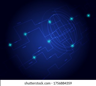 Digital image of light.Abstract futuristic hi-tech blue background. Abstract technology dark blue color background .Technology concept.