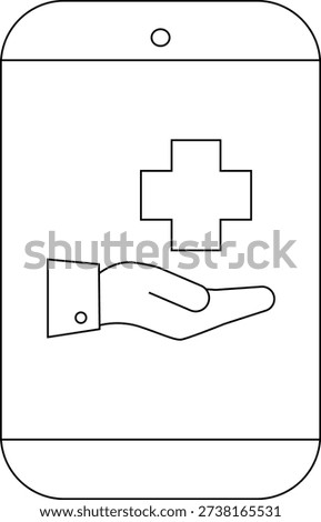 Digital image of a phone screen displaying a hand cuff button and a plus sign