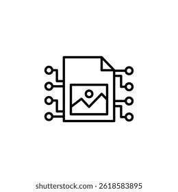 Digital image processing icon with abstract connection of data points