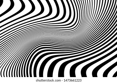 Digital image with a psychedelic stripes. Vector illustration  
Wave design black and white.