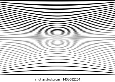 Digital image with a psychedelic stripes. Wave design black and white. Texture with wavy, curves lines. Optical art background. Vector illustration  