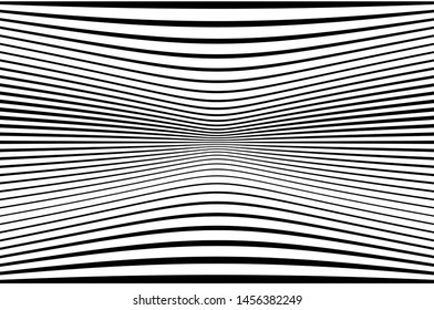 Digital image with a psychedelic stripes. Wave design black and white. Texture with wavy, curves lines. Optical art background. Vector illustration  